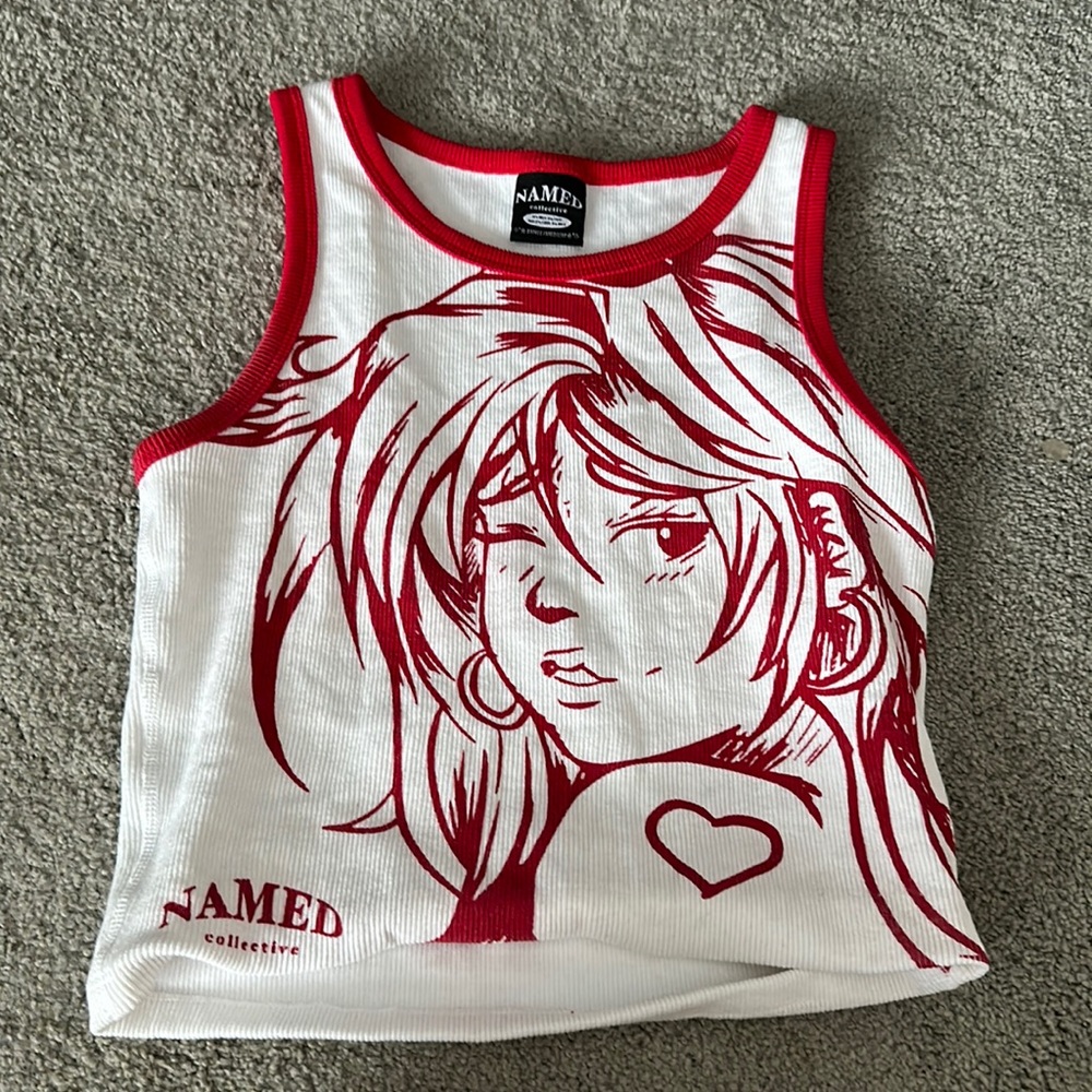 named collective red anime girl tank top